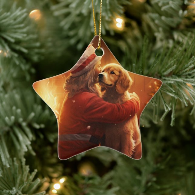 Cocker Spaniel Christmas Ornament, Fireman Pet  Ceramic Ornament (Tree)