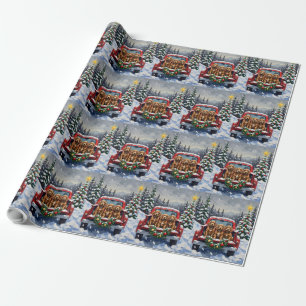 Cocker Spaniel Christmas Red Truck Holiday Wrapping Paper