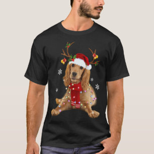 Cocker Spaniel Christmas Reindeer Christmas Lights T-Shirt