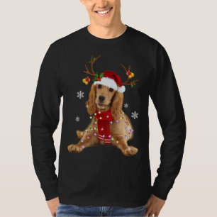 Cocker Spaniel Christmas Reindeer Christmas Lights T-Shirt