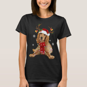 Cocker Spaniel Christmas Reindeer Christmas Lights T-Shirt