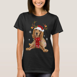Cocker Spaniel Christmas Reindeer Christmas Lights T-Shirt