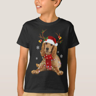 Cocker Spaniel Christmas Reindeer Christmas Lights T-Shirt