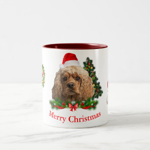 Cocker spaniel Christmas  Two-Tone Coffee Mug