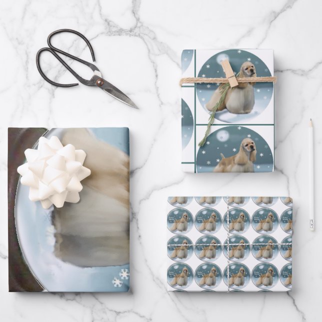 Cocker Spaniel Christmas Wrapping Paper Sheet (Front)