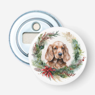 Cocker Spaniel Christmas Wreath Festive Pup Bottle Opener