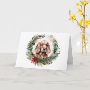 Cocker Spaniel Christmas Wreath Festive Pup  Card