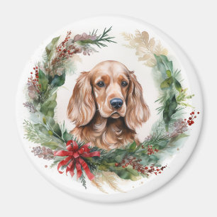 Cocker Spaniel Christmas Wreath Festive Pup Magnet