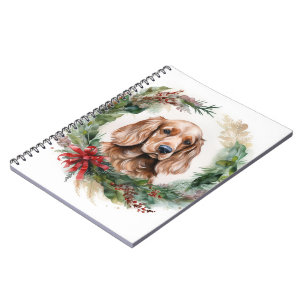 Cocker Spaniel Christmas Wreath Festive Pup  Notebook