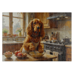 Cocker Spaniel Cooking in Kitchen Cutting Board