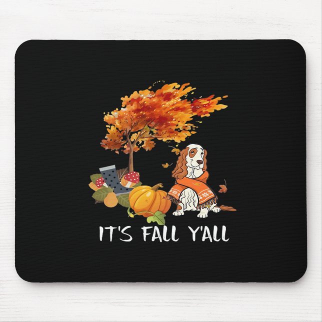 Cocker Spaniel Costume Autumn It’s Fall Y’all Mouse Pad (Front)