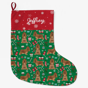 Cocker Spaniel Custom Dog Name Large Christmas Stocking