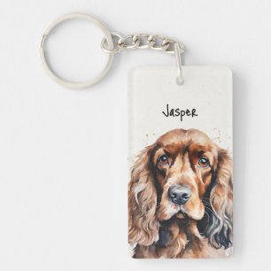Cocker Spaniel Custom Name Key Ring