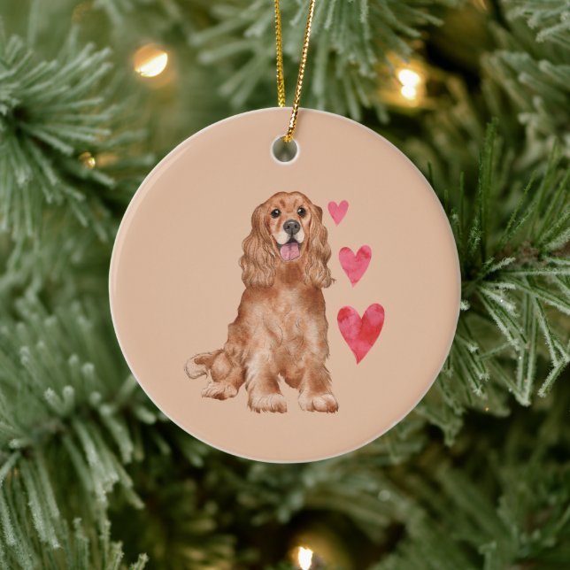 Cocker Spaniel Customisable Pet Name Ceramic Ornament (Tree)