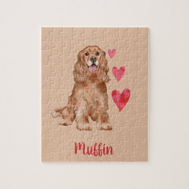 Cocker Spaniel Customisable Pet Name Jigsaw Puzzle (Vertical)