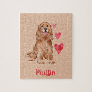 Cocker Spaniel Customizable Pet Name Jigsaw Puzzle