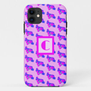 Cocker Spaniel Cute Dog Pink Silhouette Monogram iPhone 11 Case