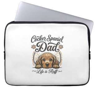 Cocker Spaniel Dad Life Is Ruff Vintage Dog Shirt_ Laptop Sleeve