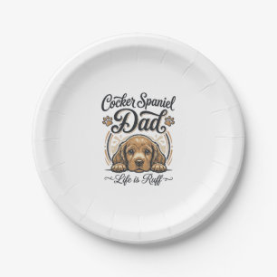 Cocker Spaniel Dad Life Is Ruff Vintage Dog Shirt_ Paper Plate