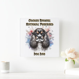 Cocker Spaniel Day Celebration Square Wall Clock