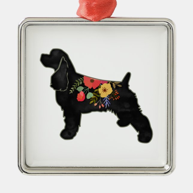 Cocker Spaniel Dog Breed Bohemian Floral Saddle Metal Ornament (Front)