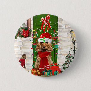 Cocker Spaniel Dog Christmas 6 Cm Round Badge