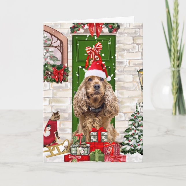 Cocker Spaniel Dog Christmas Card (Front)