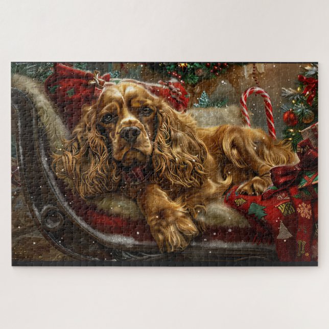 Cocker Spaniel Dog Christmas Festive Jigsaw Puzzle (Horizontal)