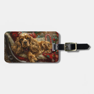 Cocker Spaniel Dog Christmas Festive Luggage Tag