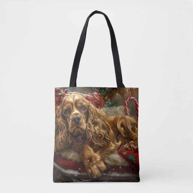Cocker Spaniel Dog Christmas Festive Tote Bag (Front)