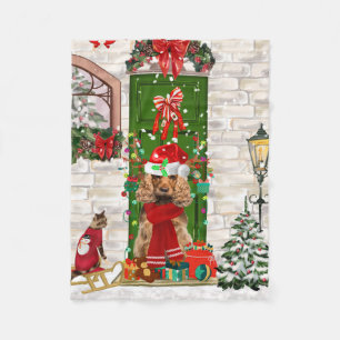Cocker Spaniel Dog Christmas  Fleece Blanket
