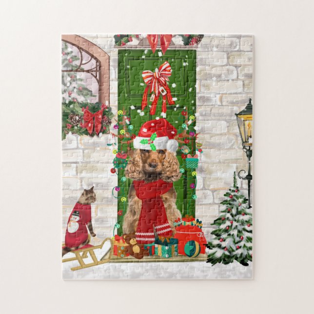 Cocker Spaniel Dog Christmas  Jigsaw Puzzle (Vertical)