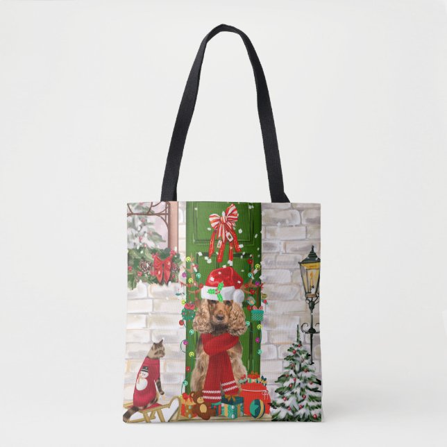 Cocker Spaniel Dog Christmas  Tote Bag (Front)