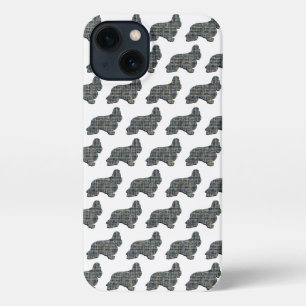 Cocker Spaniel Dog Cute Silhouette Grid White iPhone 13 Case
