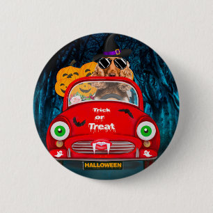 Cocker Spaniel Dog Driving Car Scary Halloween 6 Cm Round Badge