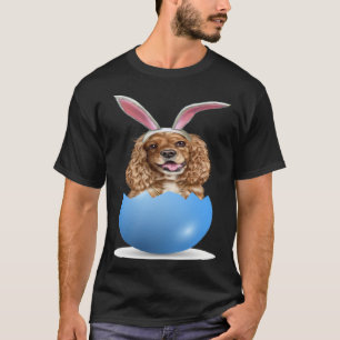 Cocker Spaniel Dog Easter Bunny Colored Egg Huntin T-Shirt