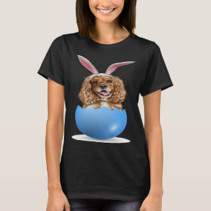Cocker Spaniel Dog Easter Bunny Colored Egg Huntin T-Shirt