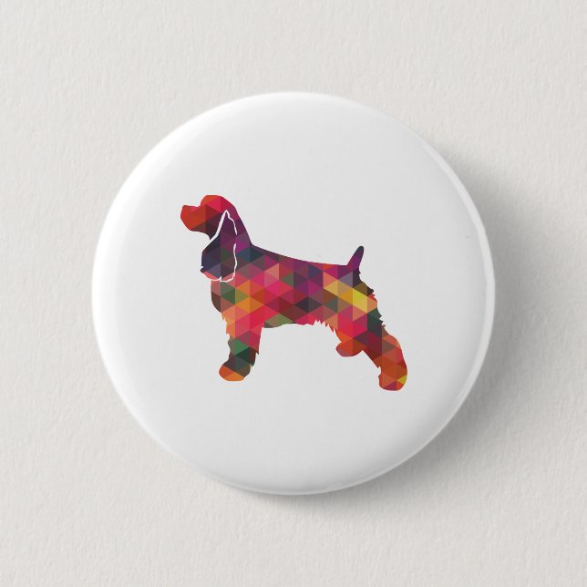 Cocker Spaniel Dog Geometric Pattern Silhouette 6 Cm Round Badge (Front)