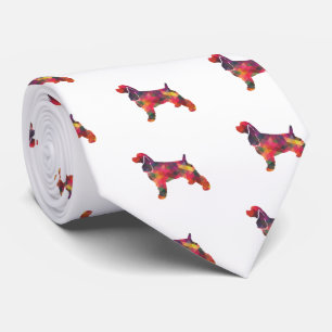 Cocker Spaniel Dog Geometric Pattern Silhouette Tie
