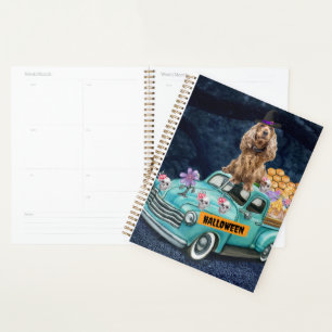 Cocker Spaniel Dog Halloween Truck Scary Night Planner