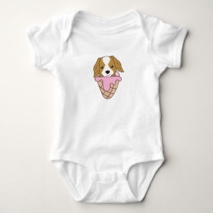 Cocker Spaniel Dog Ice Cream Waffle Cute Animals Baby Bodysuit