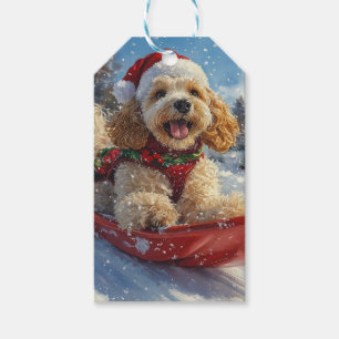 Cocker Spaniel Dog in Sledge Let it Snow Christmas Gift Tags