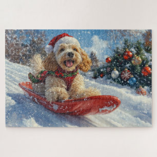 Cocker Spaniel Dog in Sledge Let it Snow Christmas Jigsaw Puzzle