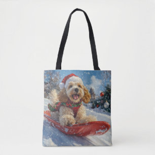 Cocker Spaniel Dog in Sledge Let it Snow Christmas Tote Bag