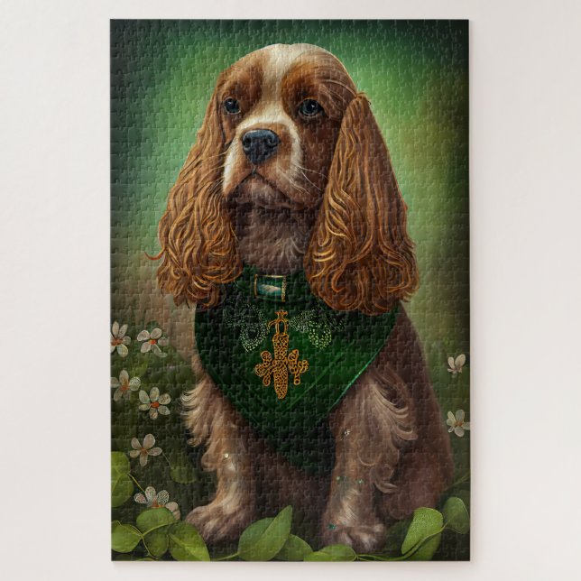 Cocker Spaniel Dog in St. Patrick's Day Dress Jigsaw Puzzle (Vertical)