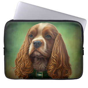 Cocker Spaniel Dog in St. Patrick's Day Dress Laptop Sleeve