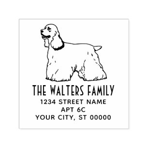 Cocker Spaniel Dog Line Art Name Return Address Self-inking Stamp