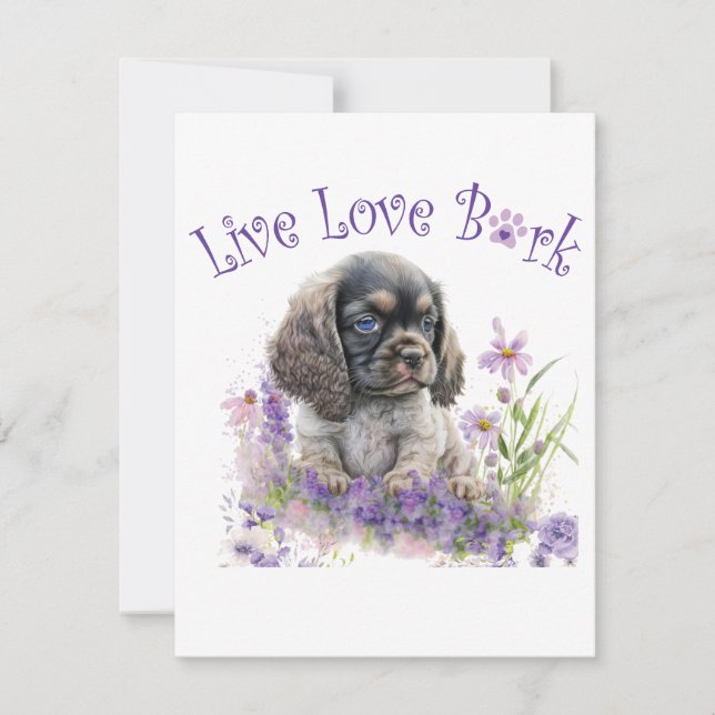 Cocker Spaniel Dog Mum Floral Card (Front)