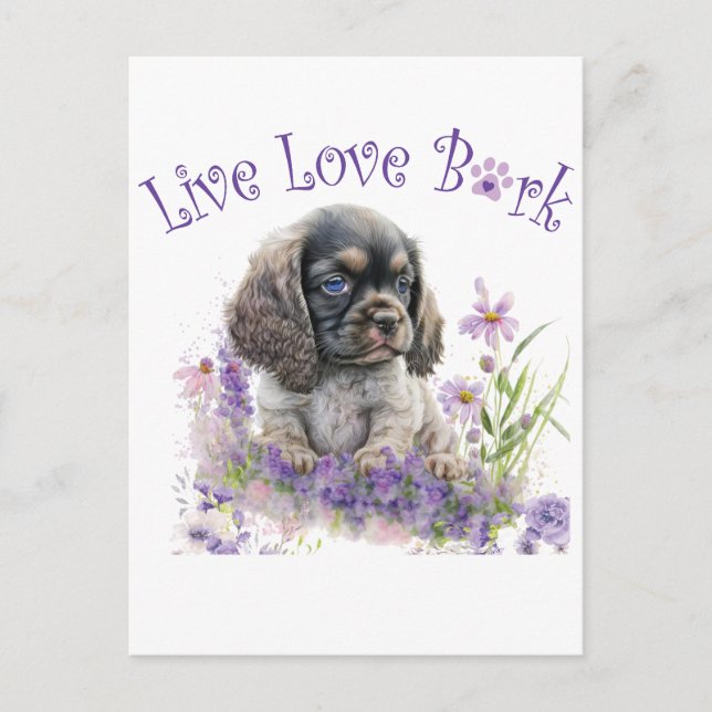 Cocker Spaniel Dog Mum Floral Postcard (Front)