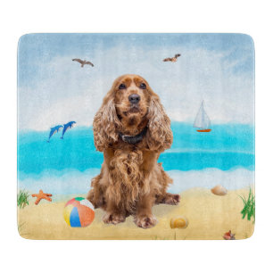 Cocker Spaniel Dog on Beach Cutting Board